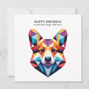 Corgi Dog Dad Modern Personalised Birthday Card