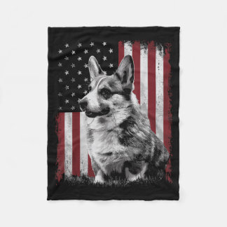Corgi Dog Dad Mom America 4th of July Patriotic Fleece Blanket