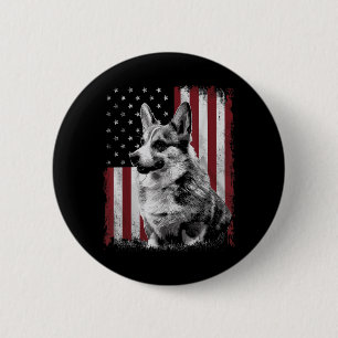 Corgi Dog Dad Mum America 4th of July Patriotic 6 Cm Round Badge