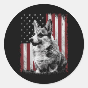 Corgi Dog Dad Mum America 4th of July Patriotic Classic Round Sticker