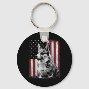 Corgi Dog Dad Mum America 4th of July Patriotic Key Ring