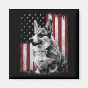 Corgi Dog Dad Mum America 4th of July Patriotic Magnet