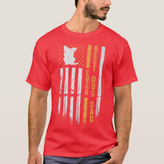 Corgi Dog Dad Usa Vintagewith American Flag-320 T-Shirt
