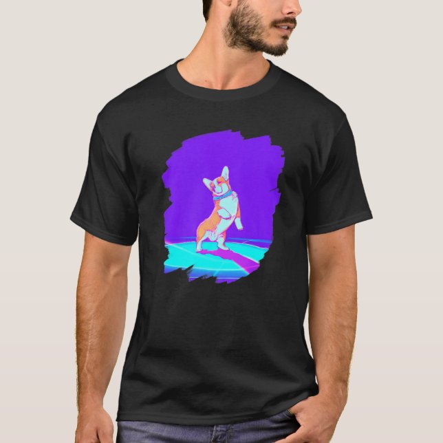 Corgi Dog Dancing Retro Breakdancing Dance Dancer  T-Shirt (Front)