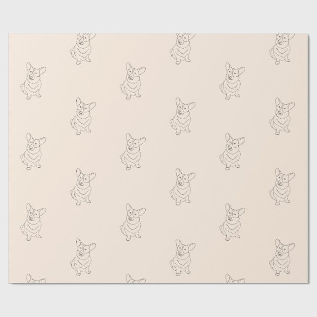 Corgi Dog Decorated Wrapping Paper (Flat)