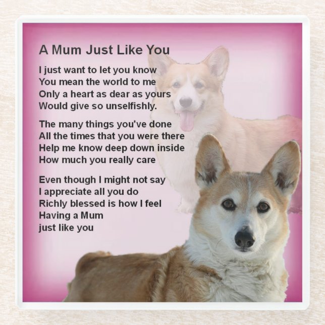 Corgi Dog  Design  Mom Poem Coaster (Front)