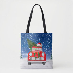 Corgi Dog Driving Car In Snow Christmas  Tote Bag