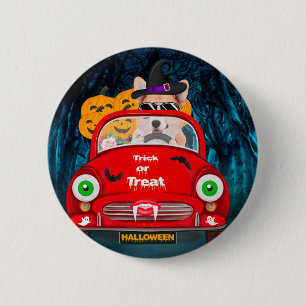 Corgi Dog Driving Car Scary Halloween 6 Cm Round Badge