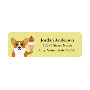 Corgi Dog Eating Ice Cream Cone Address Label Return Address Label
