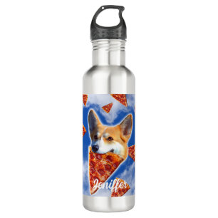 Corgi Dog Eating Pizza 710 Ml Water Bottle