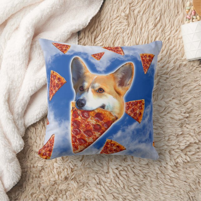 Corgi Dog Eating Pizza                             Cushion (Blanket)