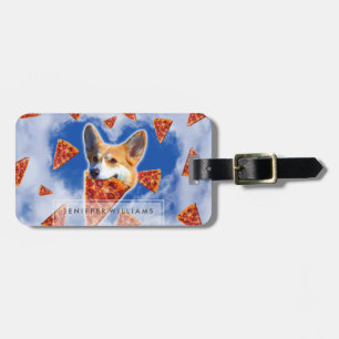 Corgi Dog Eating Pizza Luggage Tag
