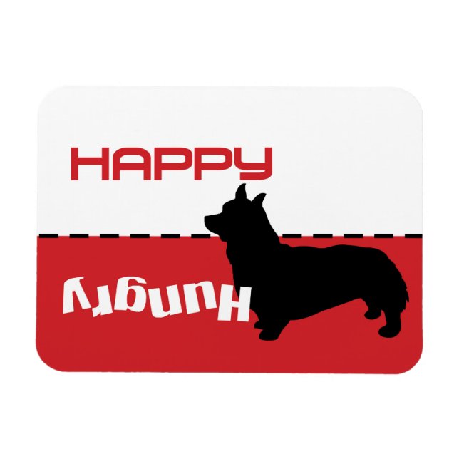 Corgi Dog Feeding Feed Me Magnet Dog is Hungry (Horizontal)
