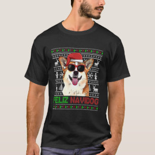 Corgi Dog Feliz Navidog Christmas T-Shirt