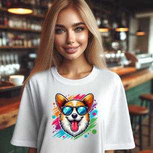 Corgi Dog Fun face Tri-Blend Shirt