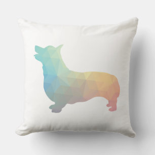Corgi Dog Geometric Pattern Silhouette Pastel Cushion