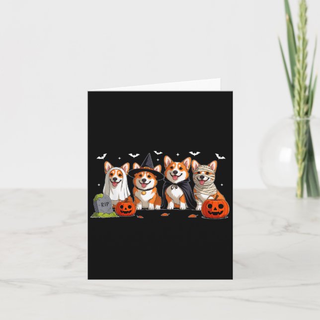 Corgi Dog Ghost Witch Mummy Pumpkin Halloween Spoo Card (Front)