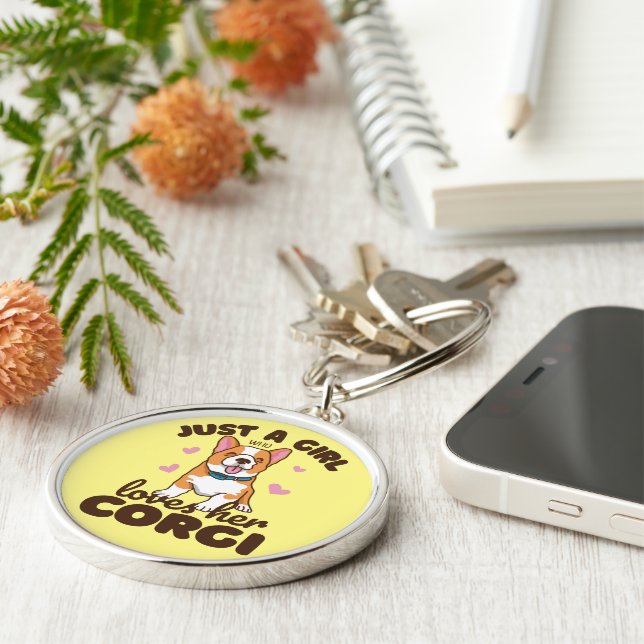 Corgi Dog Girls Saying Key Ring (Side)