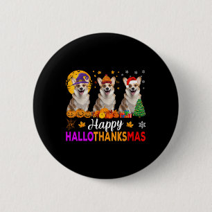 Corgi Dog Halloween Christmas Hallothanksmas 6 Cm Round Badge
