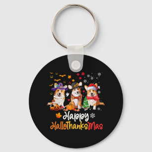 Corgi Dog Halloween Christmas Happy Hallothanksmas Key Ring