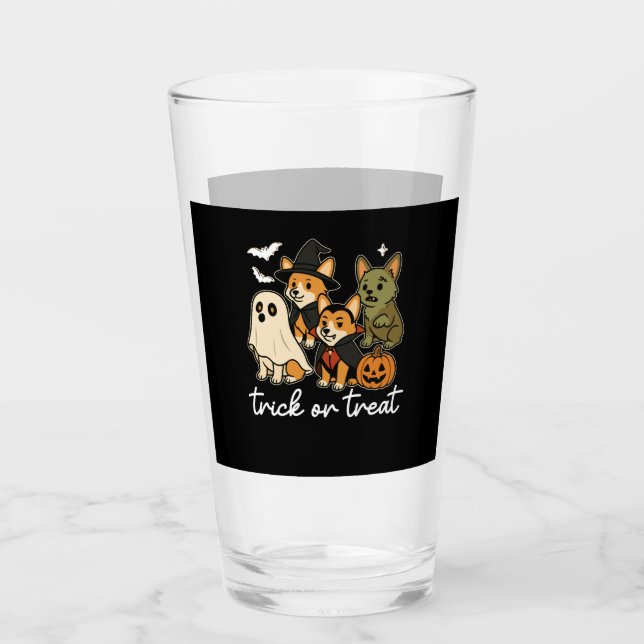 Corgi Dog Halloween Costume Spooky Glass (Front)