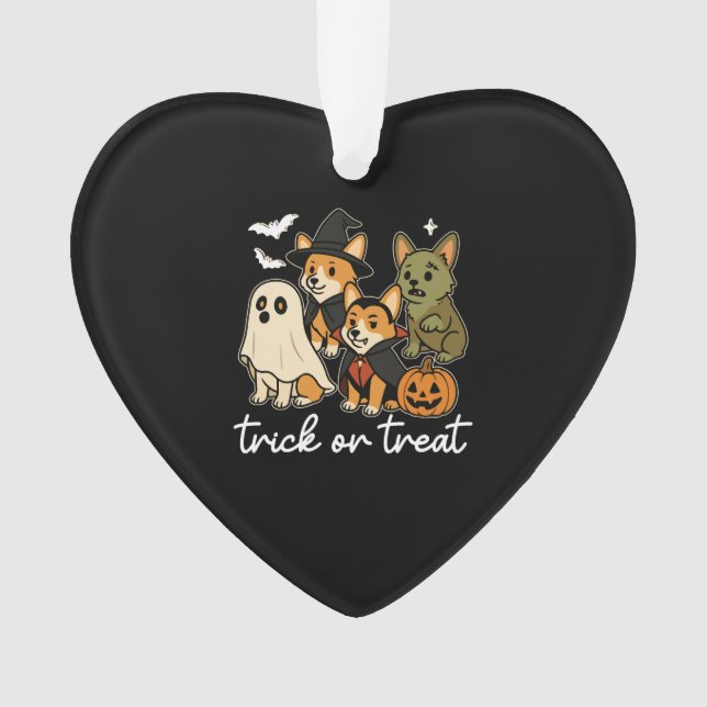 Corgi Dog Halloween Costume Spooky Ornament (Front)