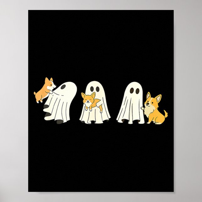 Corgi Dog Halloween Ghost Poster (Front)