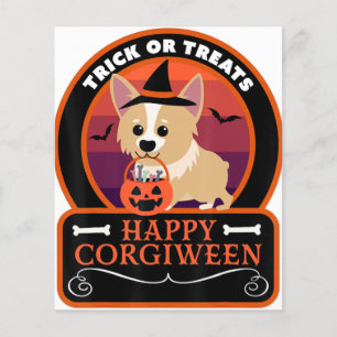 Corgi Dog Happy Corgiween Trick or Treats Funny Ha Flyer