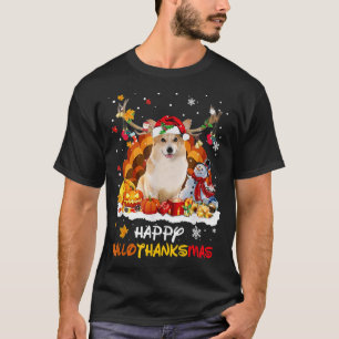 Corgi Dog Happy Hallothanksmas T-Shirt