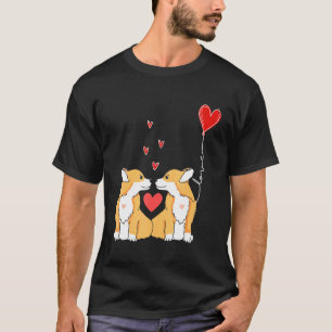 Corgi Dog Happy Valentines Day Couple Matching T-Shirt