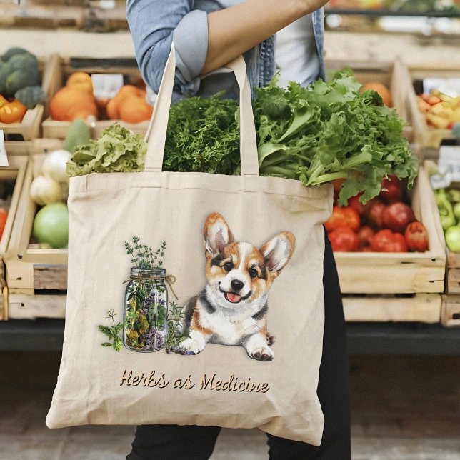 Corgi Dog Herbs as Medicine Tote Bag (Creator Uploaded)