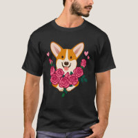 Corgi dog holding a bouquet of roses women Valenti