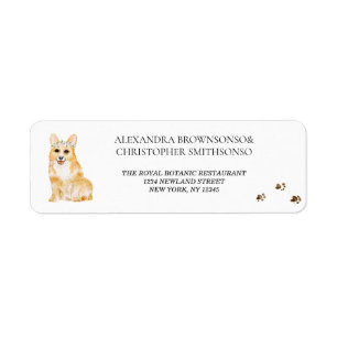 Corgi Dog Home Newly Weds Wedding Return Address Label