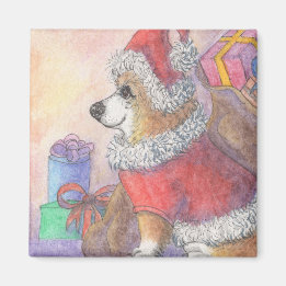 Corgi dog in Santa Claus costume Magnet