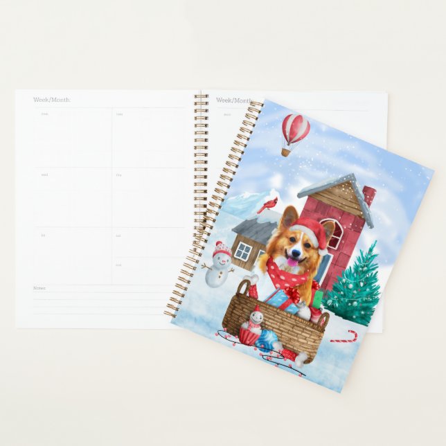 Corgi Dog In snow Christmas Dog House Planner (Display)