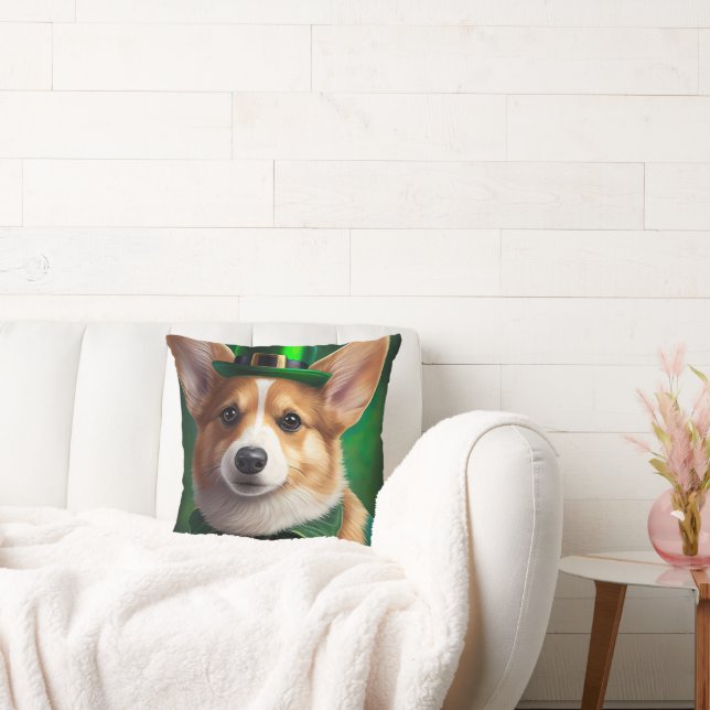 Corgi Dog in St. Patrick's Day Dress Cushion (Couch)