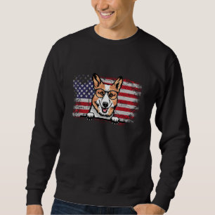 Corgi Dog Lover American Flag 4th of July Sweatshirt