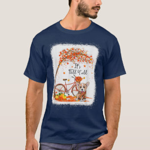 Corgi Dog Lover Its Fall Yall Bicycle Autumn T-Shirt