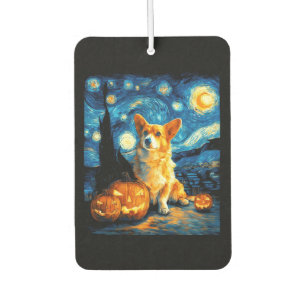 Corgi Dog Lovers Painting of van gogh starry night Car Air Freshener