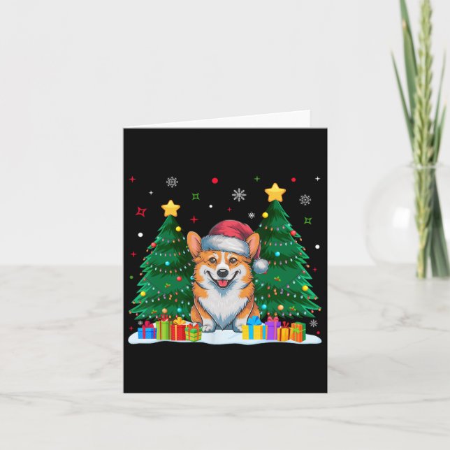 Corgi Dog Lovers Santa Hat Ugly Christmas Sweater  Card (Front)