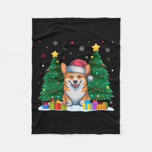 Corgi Dog Lovers Santa Hat Ugly Christmas Sweater Fleece Blanket