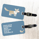 Corgi Dog Luggage Tag<br><div class="desc">Fun Pembroke Welsh Corgi dog on a teal green background.  Original art by Nic Squirrell.  Change the details on the back to personalise.</div>