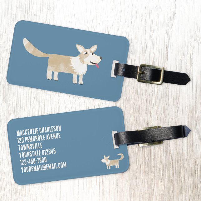 Corgi Dog Luggage Tag (Corgi dog personalized luggage tag)