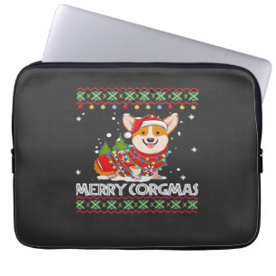 Corgi Dog Merry Corgmas Santa Corgi Ugly Christmas Laptop Sleeve