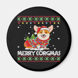 Corgi Dog Merry Corgmas Santa Corgi Ugly Christmas Magnet