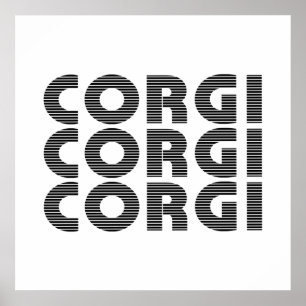 Corgi Dog Modern Black Text Poster