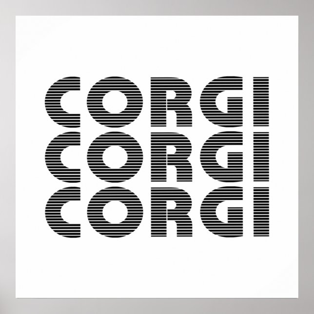 Corgi Dog Modern Black Text Poster (Front)