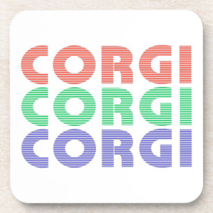 Corgi Dog Modern Colourful Text Coaster