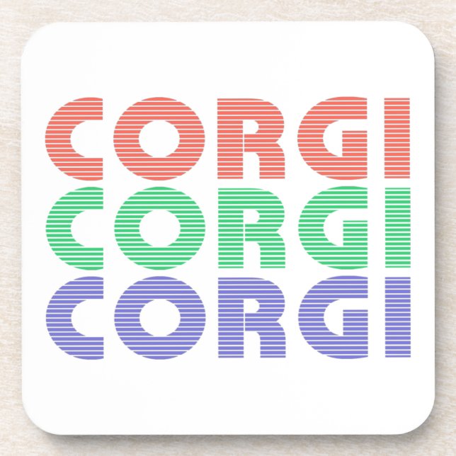 Corgi Dog Modern Colourful Text Coaster (Front)
