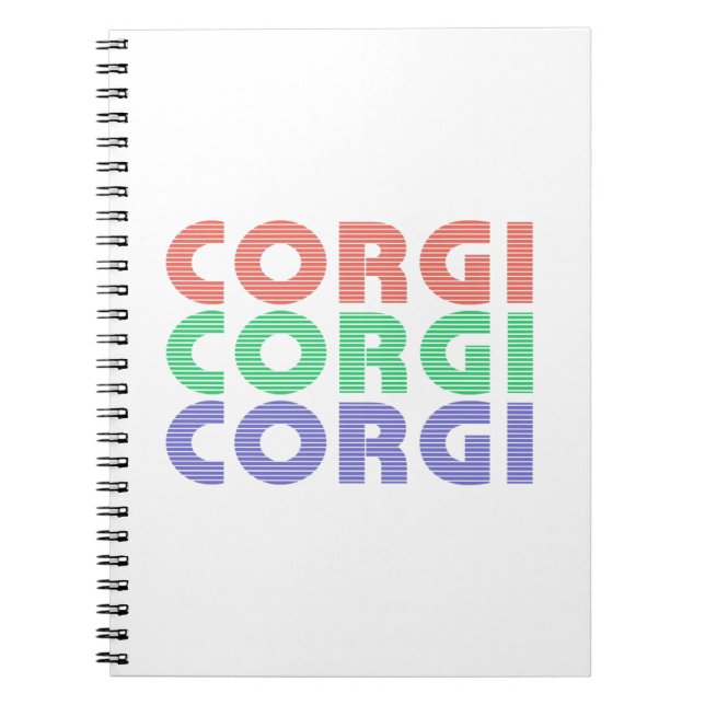 Corgi Dog Modern Colourful Text Notebook (Front)